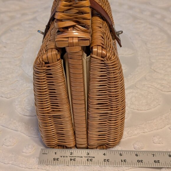 VINTAGE Mantessa 1960s dual sided purse - straw wicker handbag - Golden Girls - Picture 9 of 16